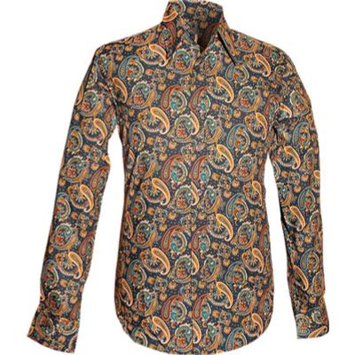 Foto van Chenaski | overhemd Seventies Paisley oranje, blauw, creme