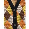 Afbeelding van ATO Berlin | Vest Smilla met bruin, geel geruit Retro patroon