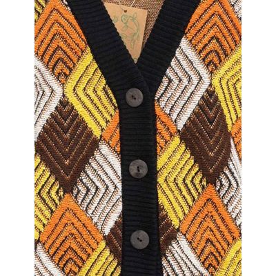 Foto van ATO Berlin | Vest Smilla met bruin, geel geruit Retro patroon