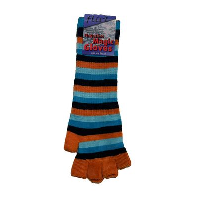 Foto van Flirt | Lange vingerloze handschoen zwart blauw oranje gestreept
