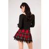 Afbeelding van Hell Bunny | Punkyrok, Quinzel van zwart rode tartan met veterdetails