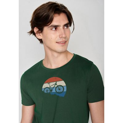 Foto van Green Bomb | T-shirt Bike winter, groen bio katoen