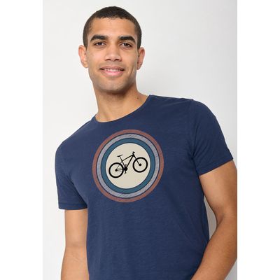 Foto van Green Bomb | T-shirt Bike target, navy blauw bio katoen