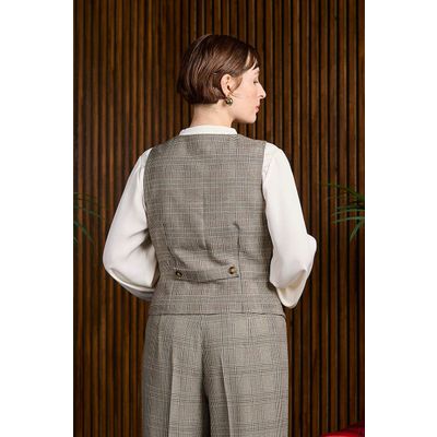 Foto van Banned | Bruin geruit dames gilet Selma Prince of Wales