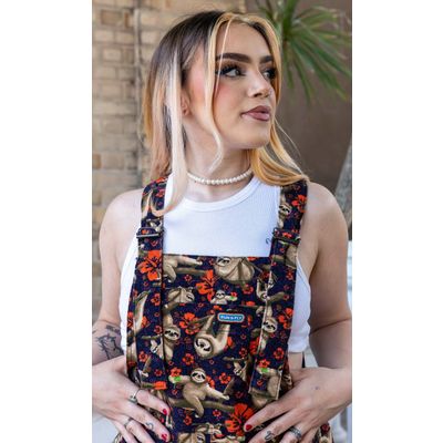 Foto van Run & Fly | Tuinbroek, met beige en oranje Island Time Sloth print