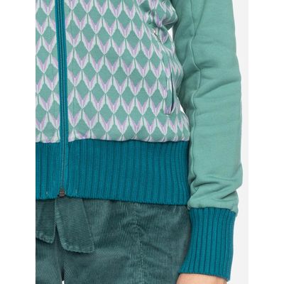 Foto van ATO Berlin | Retro sportvest Tania met zachtgroen, lila jacquard patroon, biokatoen