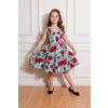 Afbeelding van Hearts and Roses | Kinderjurk Ditsy blauw met grote rode rozen