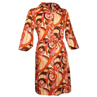 Chenaski | 70's Jurk, feelgood circles creme ovaltine orange