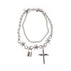 Afbeelding van Banned | Goth halsketting Polymorph met dubbele ketting, kruis en slotje