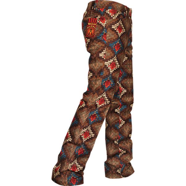 Chenaski | Retro pantalon recht model, snake brown pattern