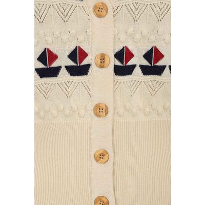 Foto van Banned | Vintage cardigan Kitty sail met 3/4 mouw, ajour patroon met bootjes
