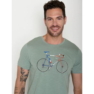 Foto van Green Bomb | T-shirt Bike Jacques, soft sage groen bio katoen