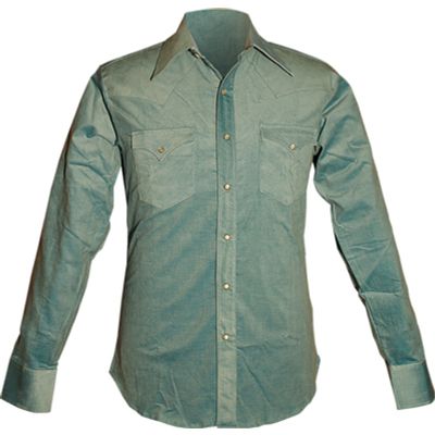 Foto van Chenaski | Rockabilly '50 cowboy overhemd, sky blue Corduroy