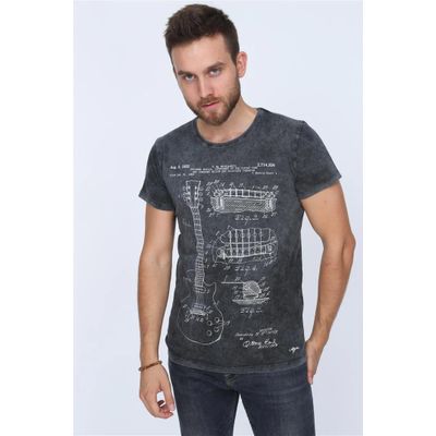 Foto van S-Ponder | Heren T-shirt T.M. Mccarty 1955 guitar, grijs stonewash