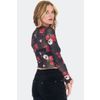 Afbeelding van Jawbreaker | Zwarte skull & rose print mesh top met lange mouwen