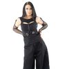 Afbeelding van Poizen Industries | Gothic top Inari met banden, gespen, oogjes en fishnet mouwen