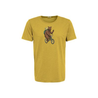 Foto van Green Bomb | T-shirt Animal bear bike, geel bio katoen