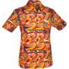Afbeelding van Chenaski | Overhemd korte mouw, psychedelic flowers, creme blauw rood