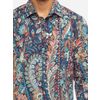 Afbeelding van ATO Berlin | Soepel overhemd Tamuza met donkerblauw paisley patroon, biokatoen