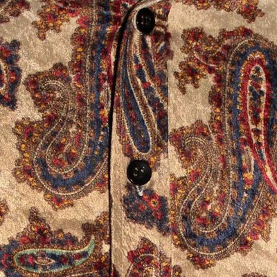 Foto van Chenaski | Retro 70's overhemd, velvet Paisley grijs, blauw, bordeaux