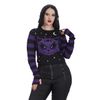 Afbeelding van Banned | Gothic jumper, zwart met paarse Alien space cat
