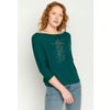 Afbeelding van Green Bomb | T-shirt seahorse abstract print, groen blauw bio katoen