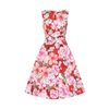 Afbeelding van Hearts & Roses | Swing jurk Charlie, rood met grote roze bloemen Queensize