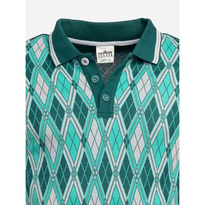 Foto van ATO Berlin | Polo Enzio met groen-mint jacquard patroon en korte mouw, bio