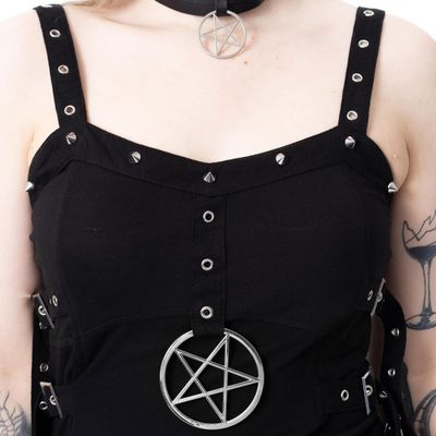Foto van Heartless | Lange jurk Midnight Lament met Pentagram en straps met metalen oogjes