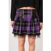Afbeelding van Hell Bunny | Punkyrok, Quinzel van zwart paarse tartan met veterdetails