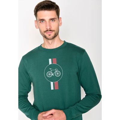Foto van Green Bomb | Trui sweater Bike Highway, jungle green bio katoen