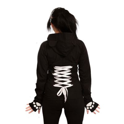 Foto van Killer Panda | Hoody met rits Kp Raw met witte rug veter, pootjes en oren