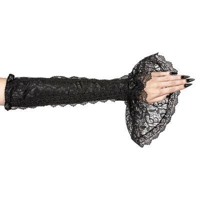 Foto van Sinister | Gothic handschoenen Felicia uitlopend Kant