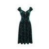Afbeelding van Hell Bunny | Groene fluwelen jurk Estelle met zilveren glitter-sterren en kapmouwtjes