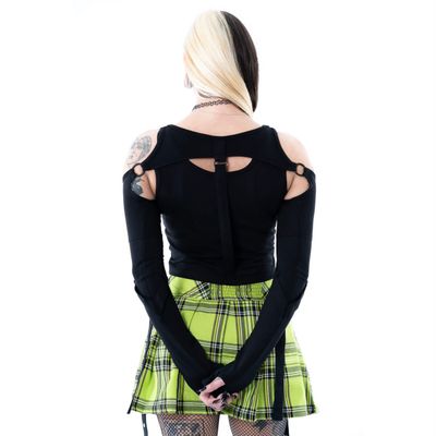 Foto van Chemical Black | Gothic top Jorie, met schouder en hals openingen en corset-details