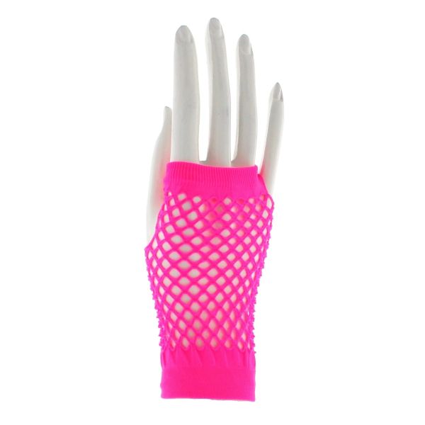 Flirt | Vingerloze fishnet handschoentjes fluor-roze