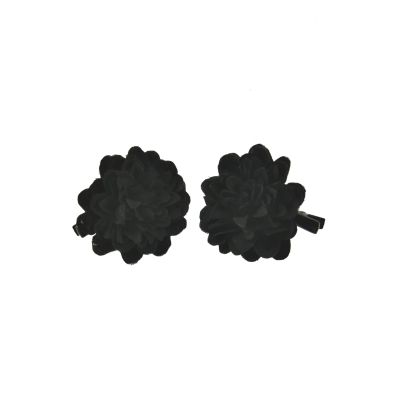 Zacharia | Paar, zwarte bloemetjes op haarclips 