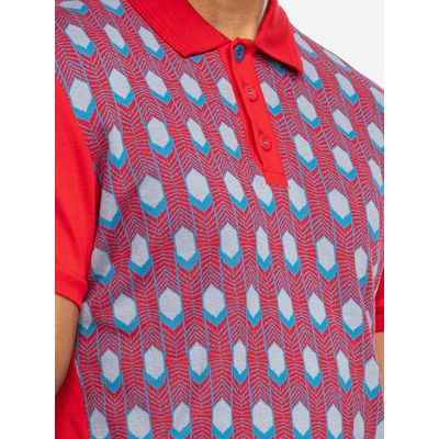 Foto van ATO Berlin | Polo Enzio, rood blauw grafisch retro patroon