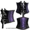 Afbeelding van Sinister | Corset-riem Victoria, zwart paars fluweel met kant, satijn en lintdetails