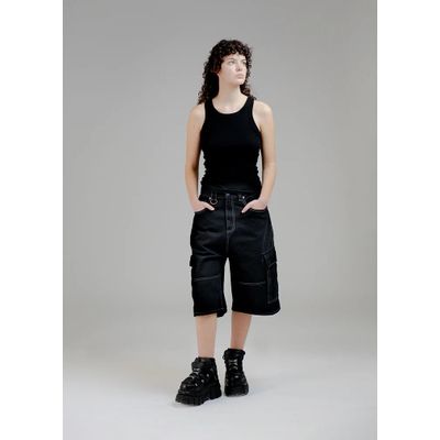 Foto van Chet Rock | Korte broek Voyager van donkere denim, met opgestikte zijzakken en steekzakken