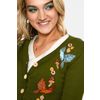 Afbeelding van Voodoo Vixen | Cardigan Ginny Woodland olijfkleur met embroidery