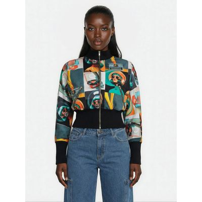 Foto van ATO Berlin | Retro vest Fleder, met power-print en brede zwarte boorden