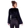 Afbeelding van Poizen Industries | Fluwelen gothic top Anita met trompet mouwen en veter-detail