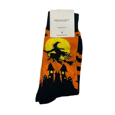 Foto van Flirt | Sokken zwart en oranje met vliegende heks