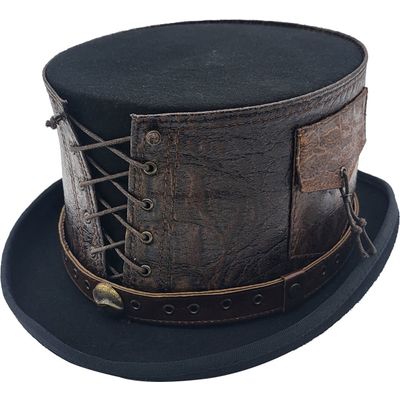 Foto van Major wear | Top hoed, zwart met bruine steampunk hoed