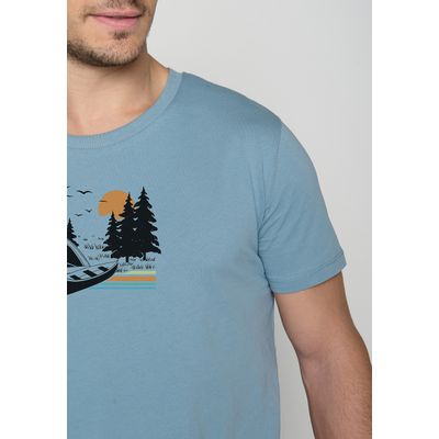 Foto van Green Bomb | T-shirt Nature canoe tent, licht blauw bio katoen