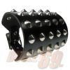 Afbeelding van Bullet69 | Brede leren armband zwart met 5 rijen metalen conical studs