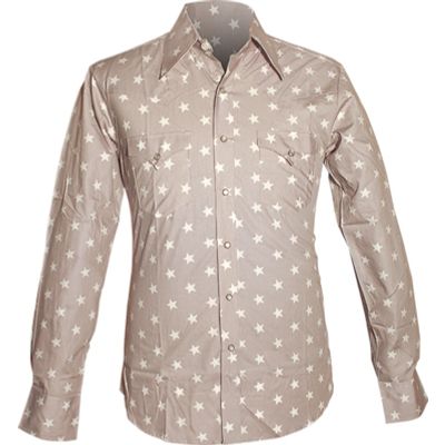 Foto van Chenaski | Rockabilly '50 cowboy overhemd, stars grey creme