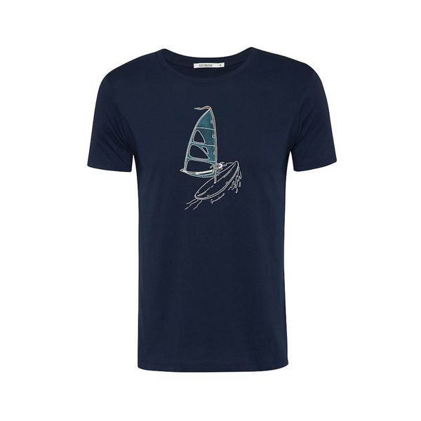 Green Bomb | T-shirt Lifestyle Windsurf, navy blauw bio katoen