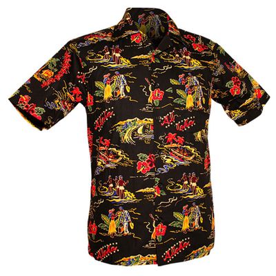 Chenaski | Overhemd korte mouw, Aloha zwart